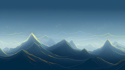 Fototapeta na wymiar Mountain in oriental style, abstract art banner with geometric pattern