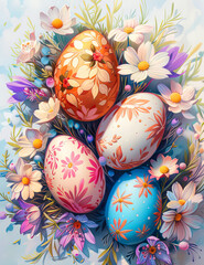 Easter eggs springtime  illustration - 754924301