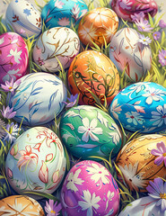 Easter eggs springtime  illustration - 754924727