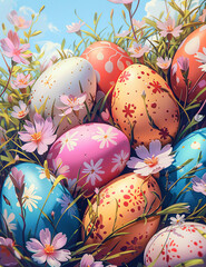 Easter eggs springtime  illustration - 754925341
