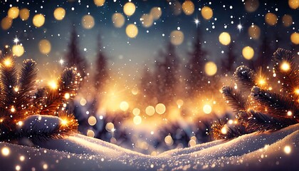 Fototapeta na wymiar christmas lights in the snow