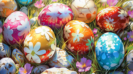 Easter eggs springtime  illustration - 754925588
