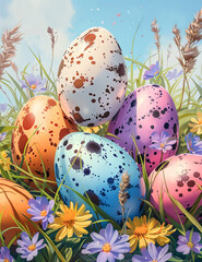 Easter eggs springtime  illustration - 754925780