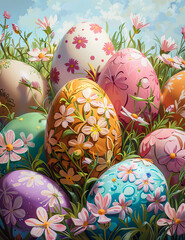 Easter eggs springtime  illustration - 754925965