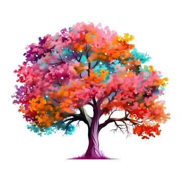 tree with colorful flowers