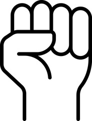 Raised fist icon in linear style. Vector.
