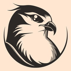 Black and White Falcon (hawk) Outline Silhouette Ornament Vector Art for Logo and Icon, Sketch, Tattoo, Clip Art
