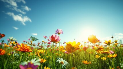 Fototapeta na wymiar field of flowers meadow background in spring 
