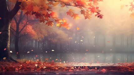 Colorful Maple Leaves. Autumn Background for Banner or Poster. Autumn Wallpaper. - obrazy, fototapety, plakaty