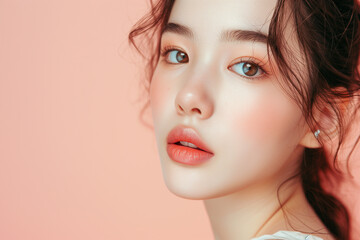 Beautiful young woman with perfect skin. Natural beauty, cosmetics, skin care concept. Closeup - Powered by Adobe