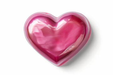 A glossy shiny pink heart-shaped balloon