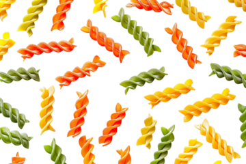 colorful pasta on white background
