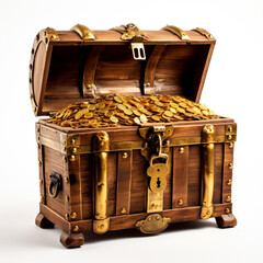 treasure chest on a white background сreated with Generative Ai