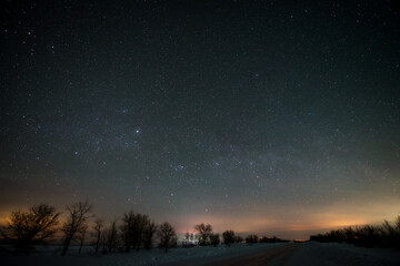 Fototapeta na wymiar the starry sky in the winter forest