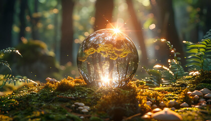 Sunlit Oracle: A Glittering Crystal Ball Amidst Nature's Embrace