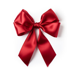 Red bow on a white background сreated with Generative Ai