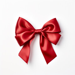 Fototapeta premium Red bow on a white background сreated with Generative Ai