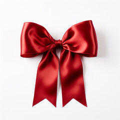 Red bow on a white background сreated with Generative Ai