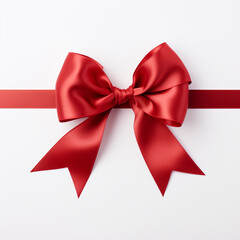 Fototapeta premium Red bow on a white background сreated with Generative Ai