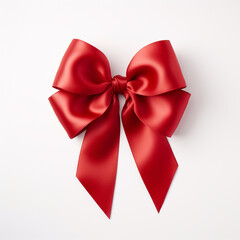Fototapeta premium Red bow on a white background сreated with Generative Ai