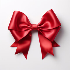 Red bow on a white background сreated with Generative Ai