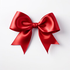 Naklejka premium Red bow on a white background сreated with Generative Ai