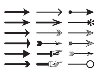 Arrows set illustrations. Arrow vector collection. Arrow. Cursor. Modern simple arrows. Vector illustration, symbol and icon - obrazy, fototapety, plakaty