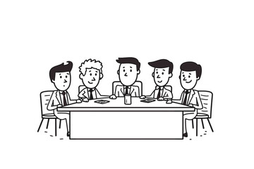 team meeting doodle style vector illustration