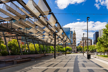 Adelaide, Australia - February 05, 2024: Victoria Square viewed from South to North