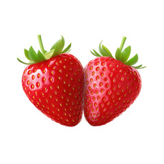 Two strawberries isolated on transparent background.