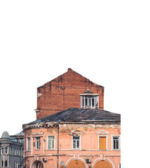 Old damaged architecture in Kharkiv isolated PNG photo with transparent background.