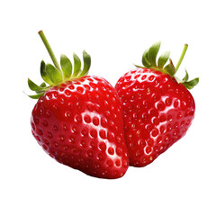 Two strawberries isolated on transparent background.