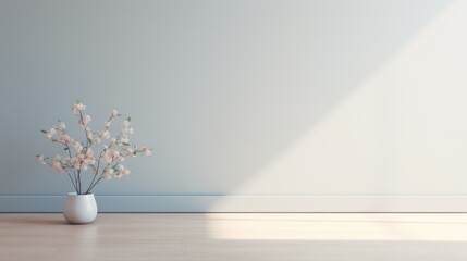 Minimalist Elegance: Modern Flower in White Interior Decor. Suitable for your projects and copyspace writing.