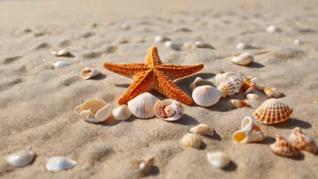 starfish and shells on sand