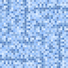 Seamless square geometric pattern. Blue mosaic tile endless texture. Abstract fashion artwork background. Random pixel print