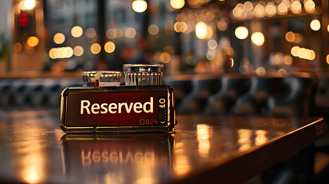 Reserved concept image with a "Reserved" sign on a restaurant table