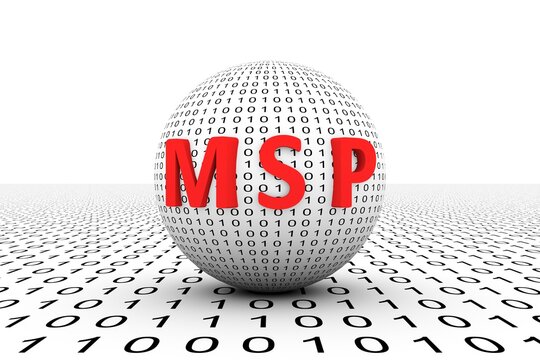 MSP conceptual sphere binary code 3d illustration