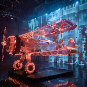 Biplane with a hologram projector for sky-high psychobilly performances