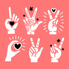 set of hand gestures