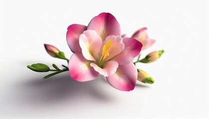 pink freesia isolated on white background beautiful flower