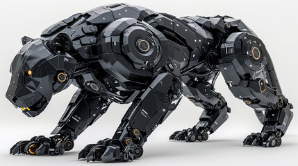 A sleek black robotic panther poses with a menacing stance, highlighting the intersection of predator and cutting-edge technology.