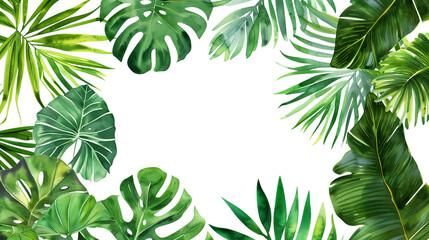 A green leafy background with a white background