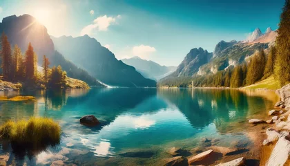 Deurstickers lake in the mountains © Frantisek