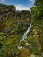 Russia. Kabardino-Balkaria. View of the unusual waterfall on the Gedmysh river, named 70 jets and the Royal Crown.