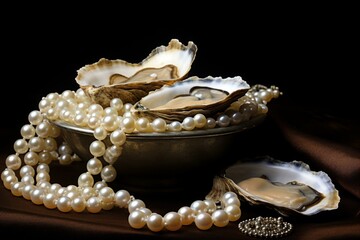 Valuable Pearls oyster treasure. Ocean nature. Generate Ai
