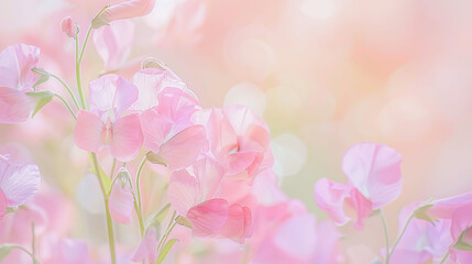 Naklejka premium Tender background with flowers of sweet pea, pastel colors