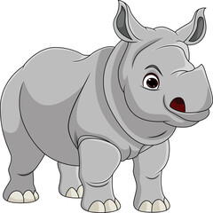 Cute rhino cartoon on white background