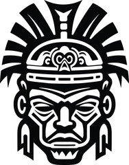 aztec god of war tattoo design vector