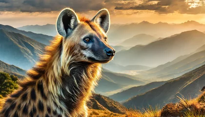 Foto op Canvas Close up detailed shot of a hyena in the wild © Ooga Booga