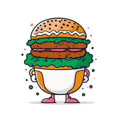 Illustration of a Whimsical Hamburger Cupful